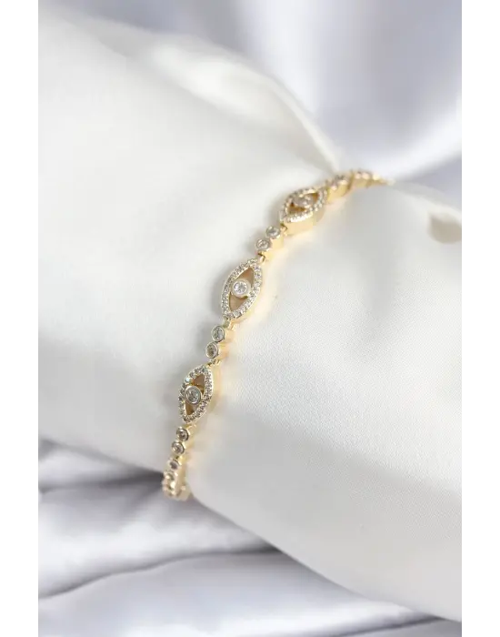 Pirinç Gold Renk Göz Model Kadın Bileklik