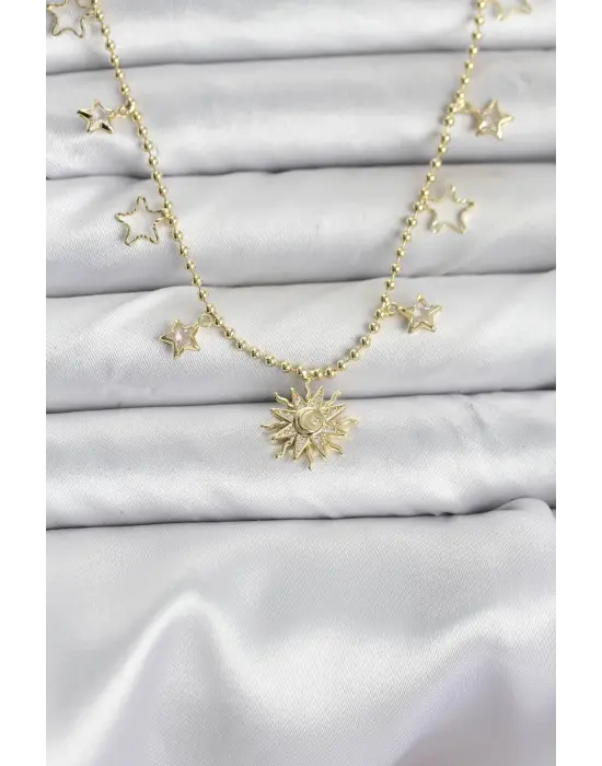 Pirinç Gold Renk Güneş Model Kadın Kolye