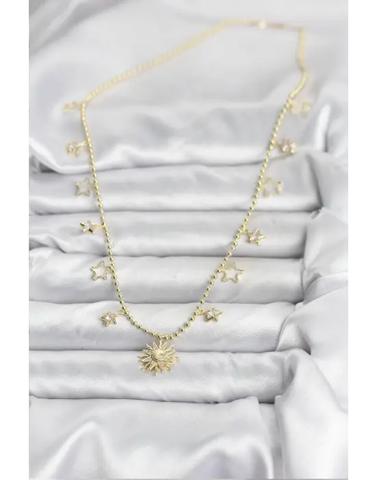 Pirinç Gold Renk Güneş Model Kadın Kolye