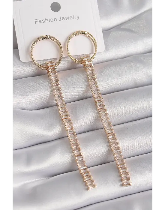  Altın Halka Zirkon Taşlı Su Yolu Model Çelik Küpe