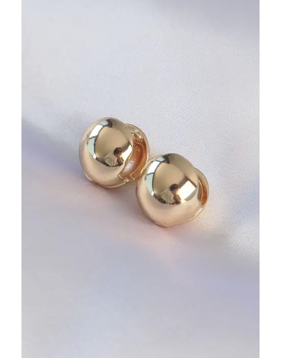  Altın İçi Boş Minimal Topçuk Küpe