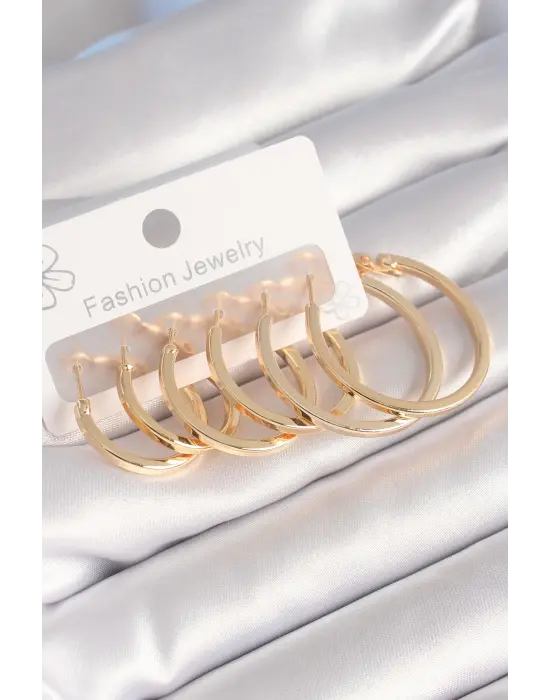  Altın İnci Halka Model Çelik Küpe Seti