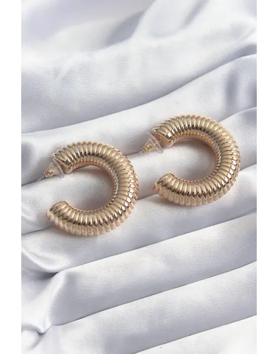  Altın İşleme Detay Halka Model Çelik Küpe