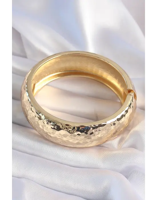 Pirinç Gold Renk İşlemeli Kadın Kelepçe