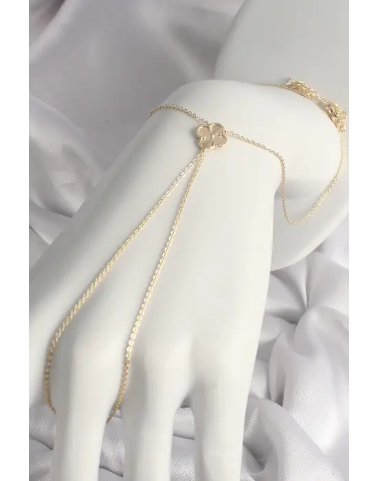 Çelik Gold Renk İşlemeli Yonca Model Kadın Şahmeran