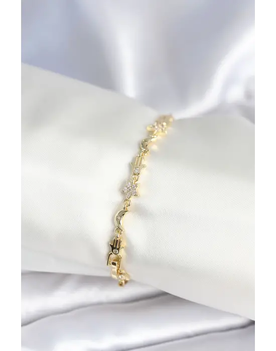 Pirinç Gold Renk Kadın Manifest Bileklik