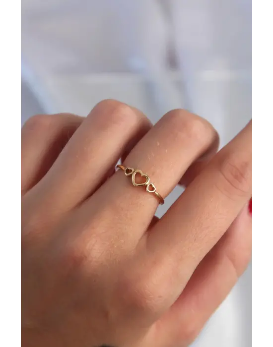  Altın Kalp Model Ayarlamalı Yüzük