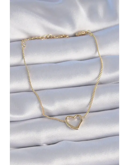 Pirinç Gold Renk Kalp Model Kadın Bileklik