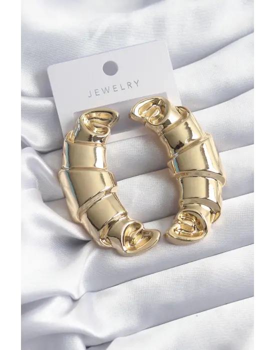  Altın Kruvasan Model Çelik Küpe