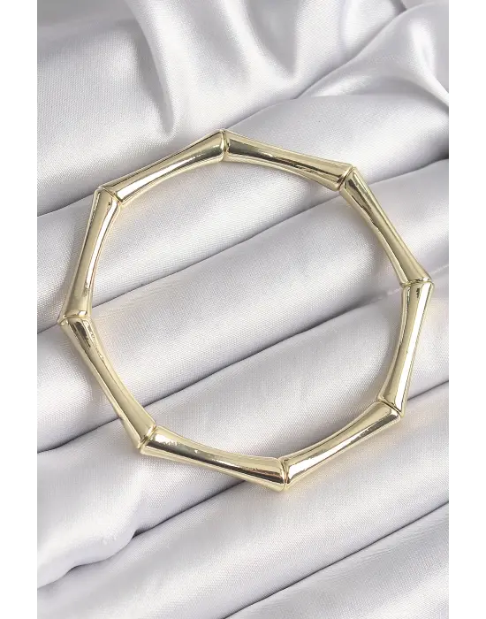 Pirinç Gold Renk Lastikli Bambu Model Kadın Bileklik