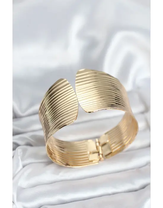 Pirinç Gold Renk Levha Model Kadın Bileklik