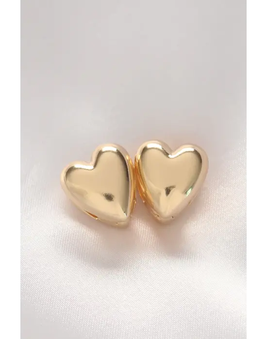  Altın Minimal Bombeli Kalp Küpe