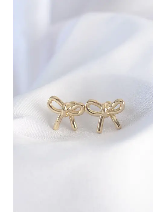  Altın Minimal Fiyonk Küpe