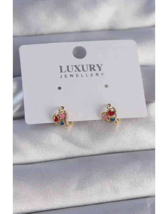  Altın Minimal Mineli Kalp Küpe