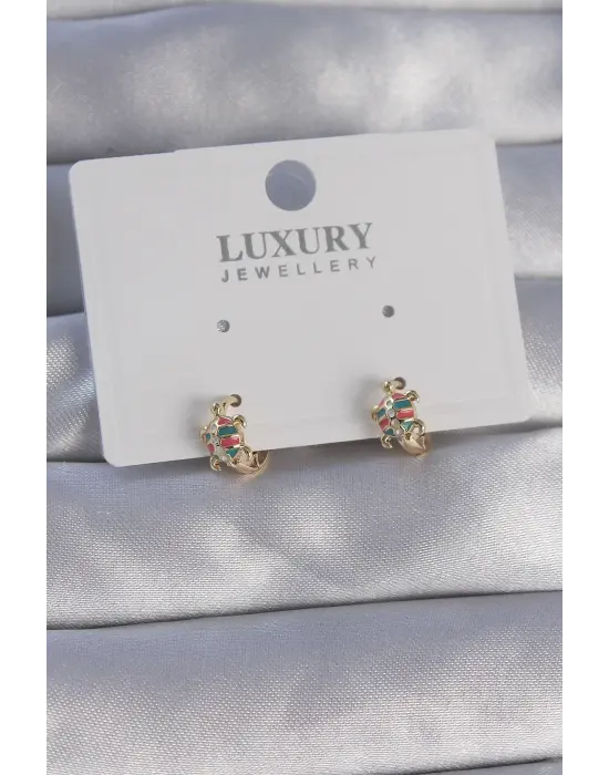  Altın Minimal Mineli Kaplumbağa Küpe