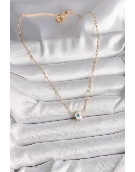 Pirinç Altın  Nazar Boncuk Figür  Çelik Kolye