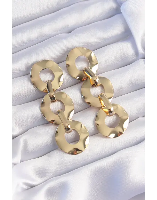  Altın Oval Ayna Model Sallantılı Küpe