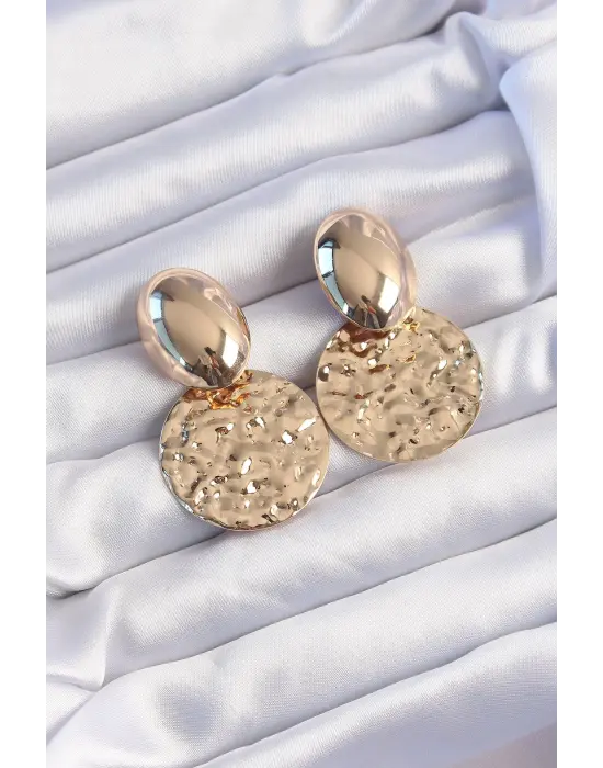  Altın Oval Ezme Plaka Küpe