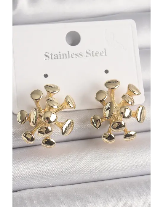 Altın Petek Model Çelik Küpe