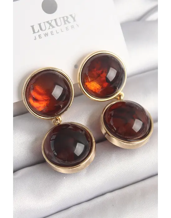  Altın Sallantı Kaplan Gözü Model Çelik Küpe