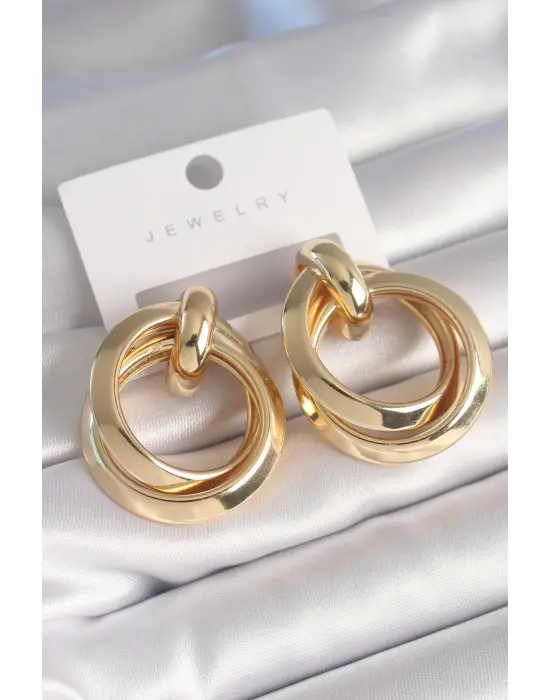  Altın Sarmal Halka Model Çelik Küpe