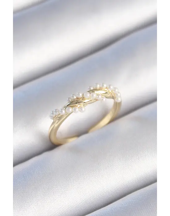  Altın Sarmal İnci Model Çelik Yüzük