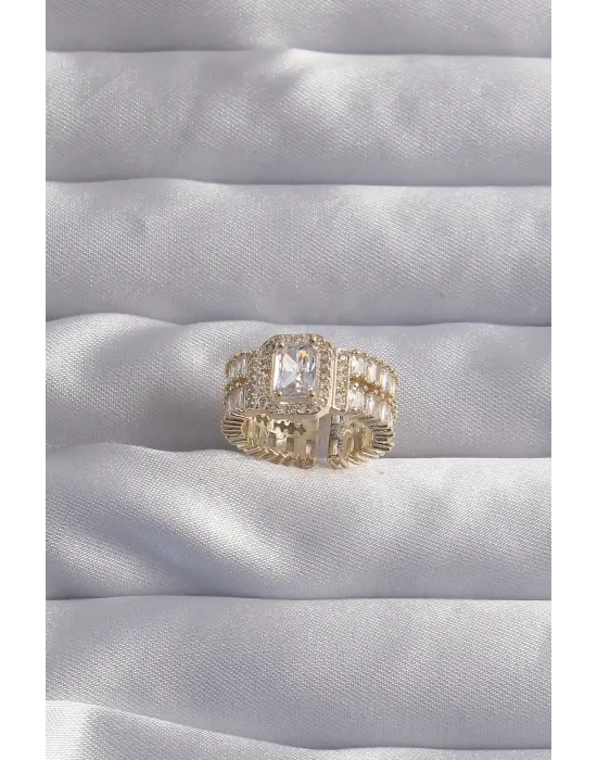  Altın Su Yolu Model Ayarlamalı Baget Taş Yüzük