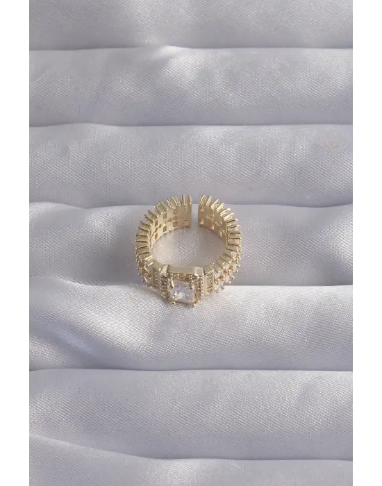  Altın Su Yolu Model Ayarlamalı Baget Taş Yüzük