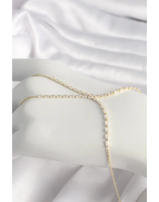 Çelik Gold Renk Su Yolu Zirkon Taşlı Kadın Şahmeran