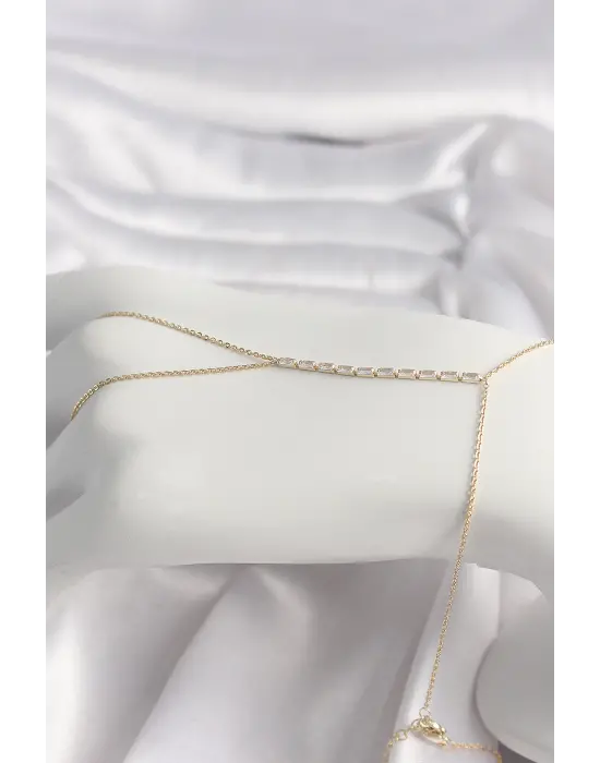 Çelik Gold Renk Su Yolu Zirkon Taşlı Kadın Şahmeran