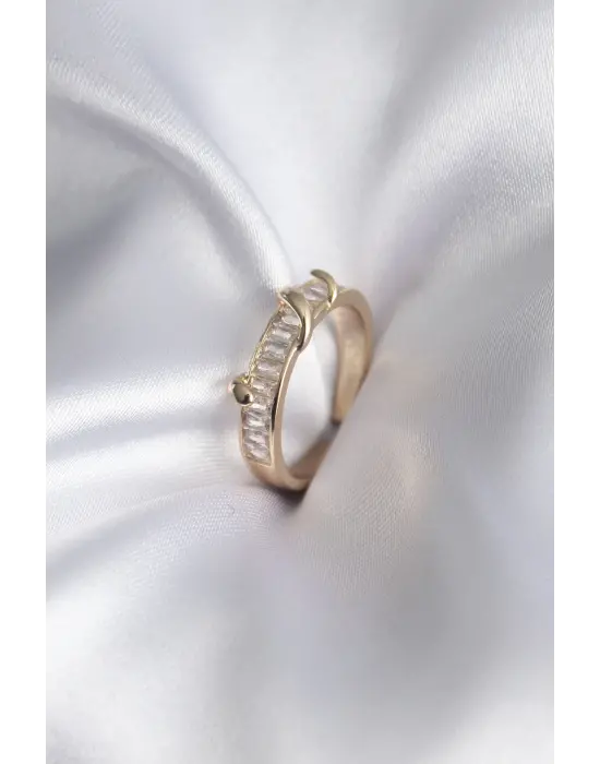  Altın Su Yolu Zirkon Taşlı Model Çelik Yüzük