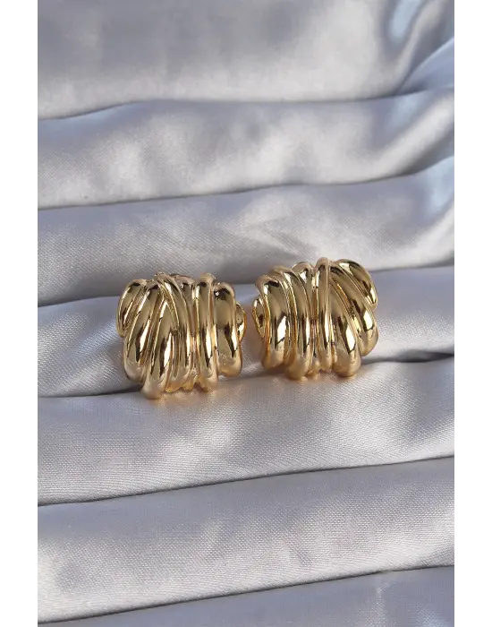  Altın Tırtıklı Bombe Model Küpe