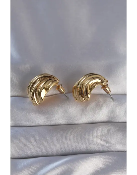  Altın Tırtıklı Bombe Model Küpe