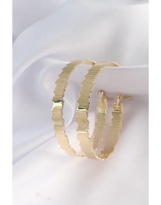  Altın Tırtıklı Halka Küpe