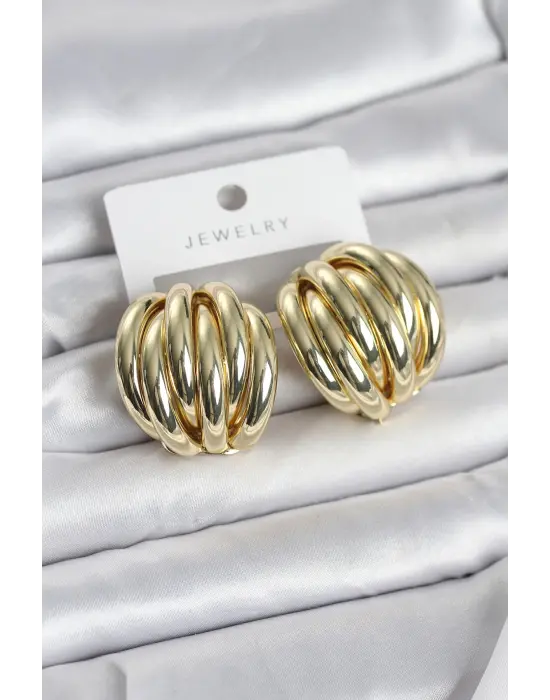 Pirinç Gold Renk Vintage Kadın Küpe
