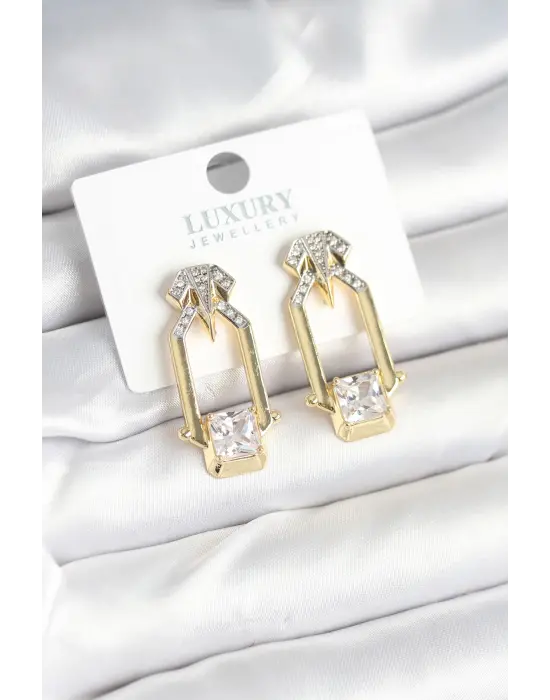 Pirinç Gold Renk Vintage Kadın Küpe