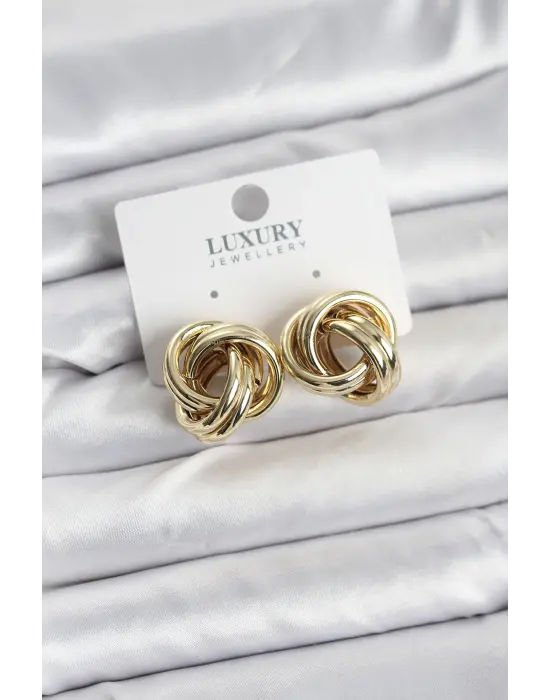 Çelik Gold Renk Vintage Sarmal Model Kadın Küpe