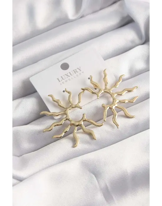  Altın Yarım Güneş Küpe