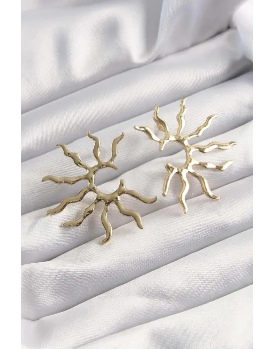  Altın Yarım Güneş Küpe