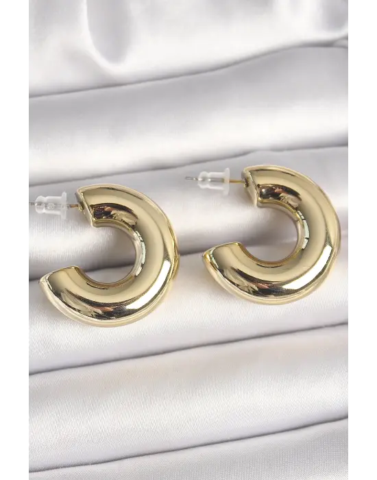 Pirinç Gold Renk Yarım Halka Model CCB Kadın Küpe