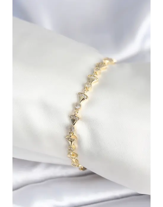 Pirinç Gold Renk Yelpaze Model Kadın Bileklik