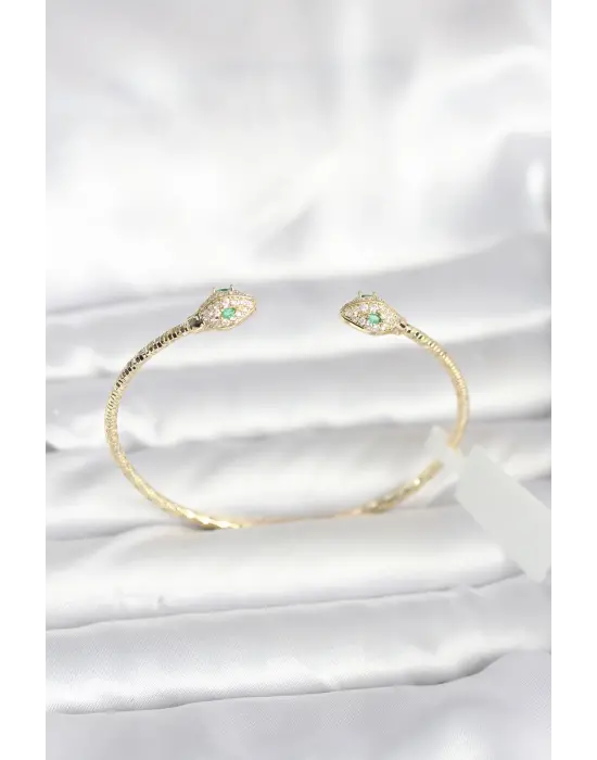 Pirinç Gold Renk Yılan Model Kelepçe Bileklik