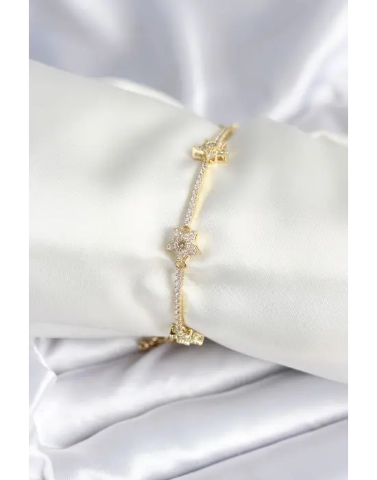 Pirinç Gold Renk Yıldız Model Kadın Bileklik