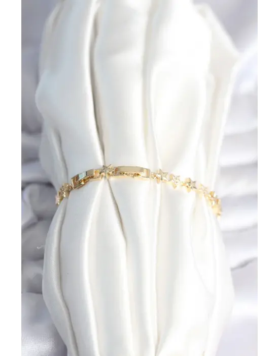 Pirinç Gold Renk Yıldız Model Kadın Bileklik