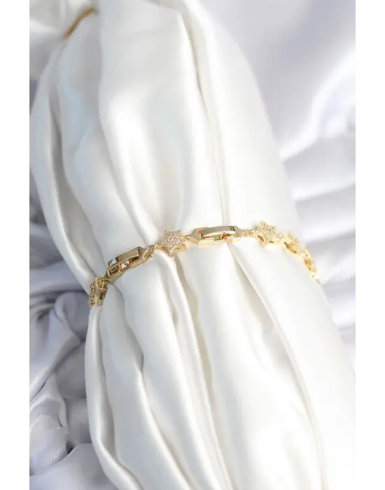 Pirinç Gold Renk Yıldız Model Kadın Bileklik