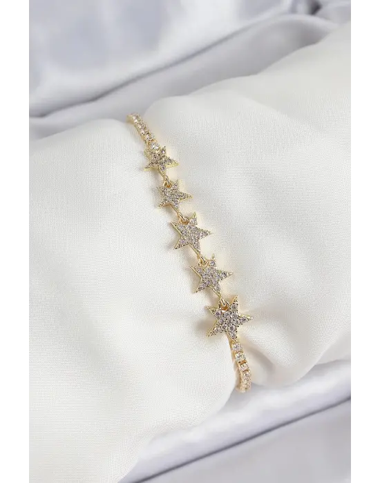 Pirinç Gold Renk Yıldız Model Kadın Bileklik