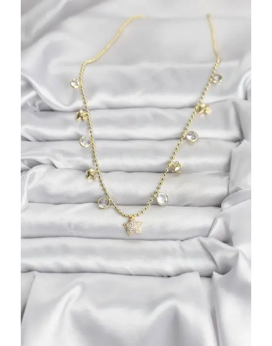 Pirinç Gold Renk Yıldız Model Kadın Kolye