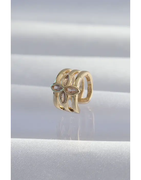  Altın Yonca Earcuff Küpe