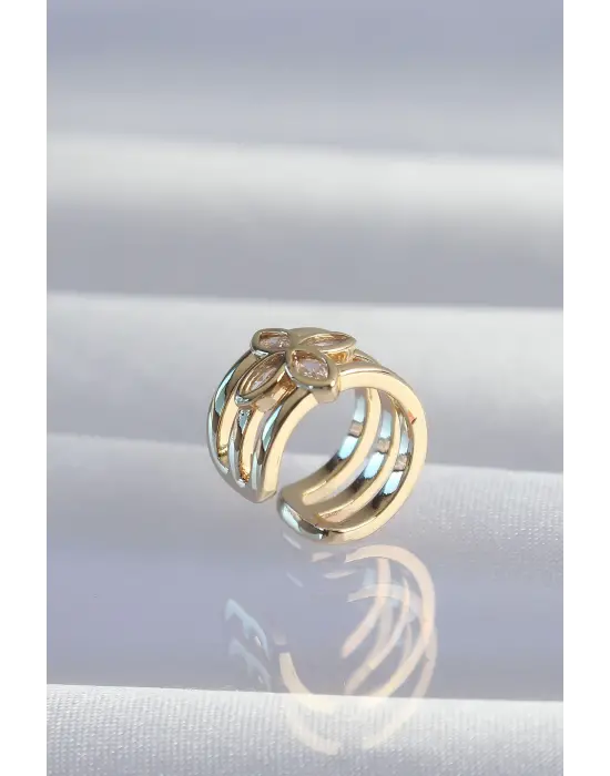  Altın Yonca Earcuff Küpe