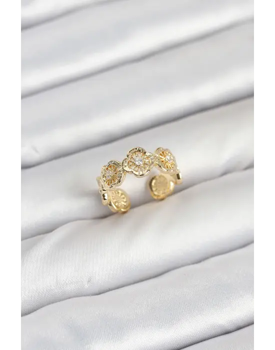 Pirinç Gold Renk Yonca Model Kadın Yüzük